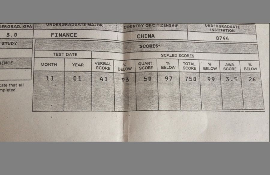 大仙首考 GMAT 750 分成绩单